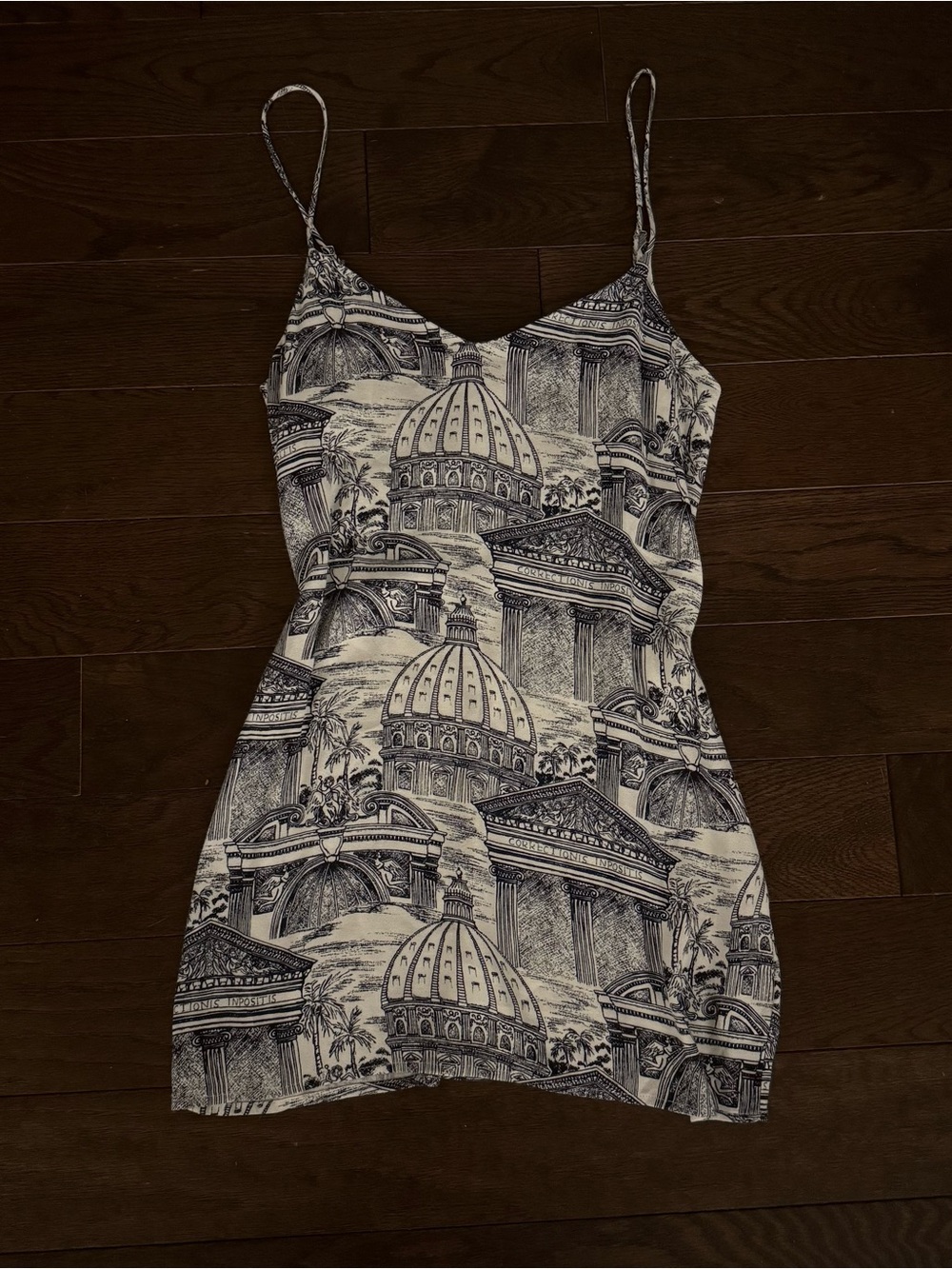 reformation navy white printed mini tank dress XS